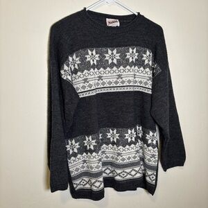 Vintage Mathias Gray Silver and White Snowflake Sweater